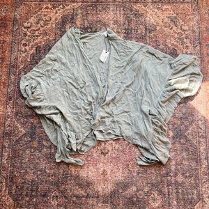 Sage Flowy Ruffle Kimono Cardigan from VICI